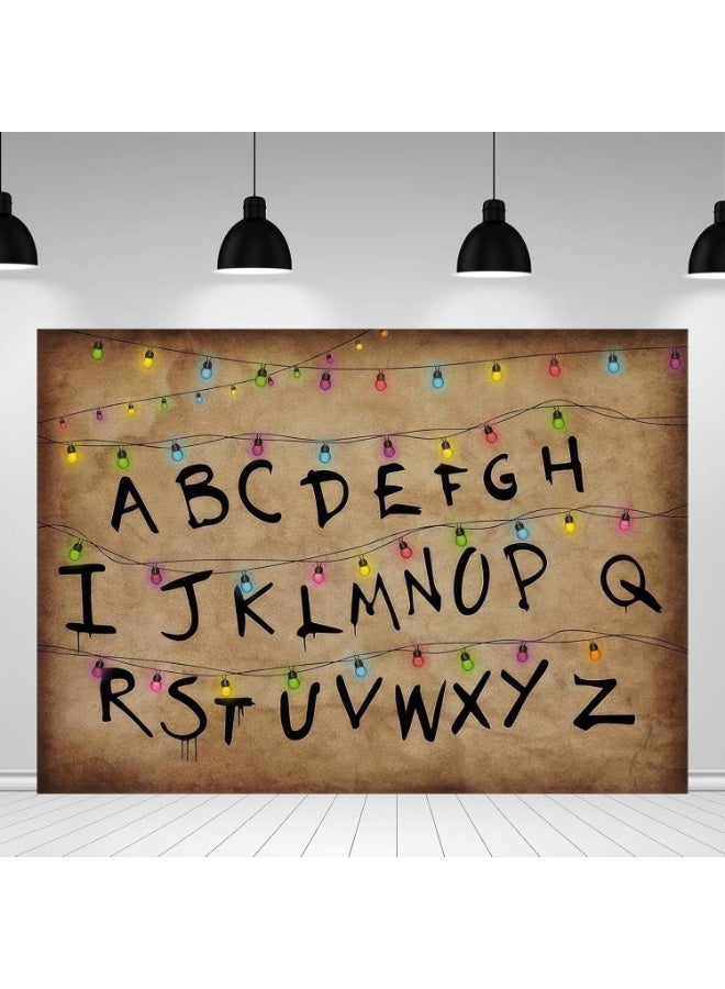 دي أم آي خلفية ملونة بأحرف أبجدية ريفية من سلسلة أضواء ملونة لحفلات عيد الميلاد في عيد الهالوين وديكورات طاولات الكعك ولافتات أكشاك التصوير الفوتوغرافي ومستلزمات التصوير 7x5FT - Image 4